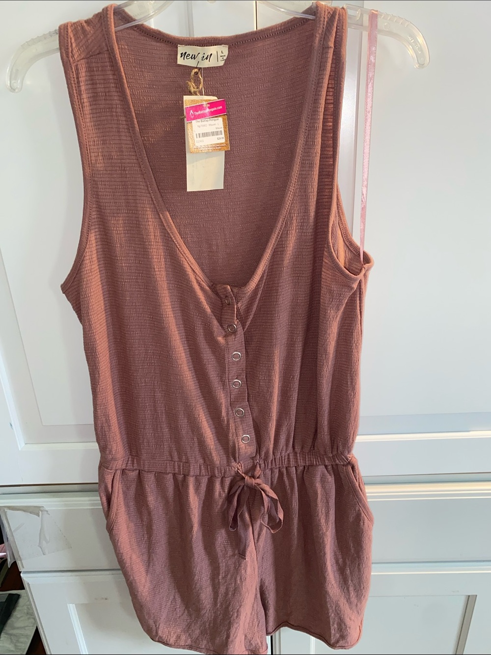 New In Mauve Button-Front Sleeveless Romper NWT